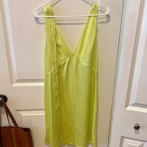 STINE GOYA Lime Green Satin Mini Dress